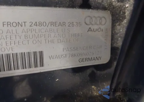 2009 Audi A4 2.0T Premium from USA, damaged, VIN WAUSF78K09N025127